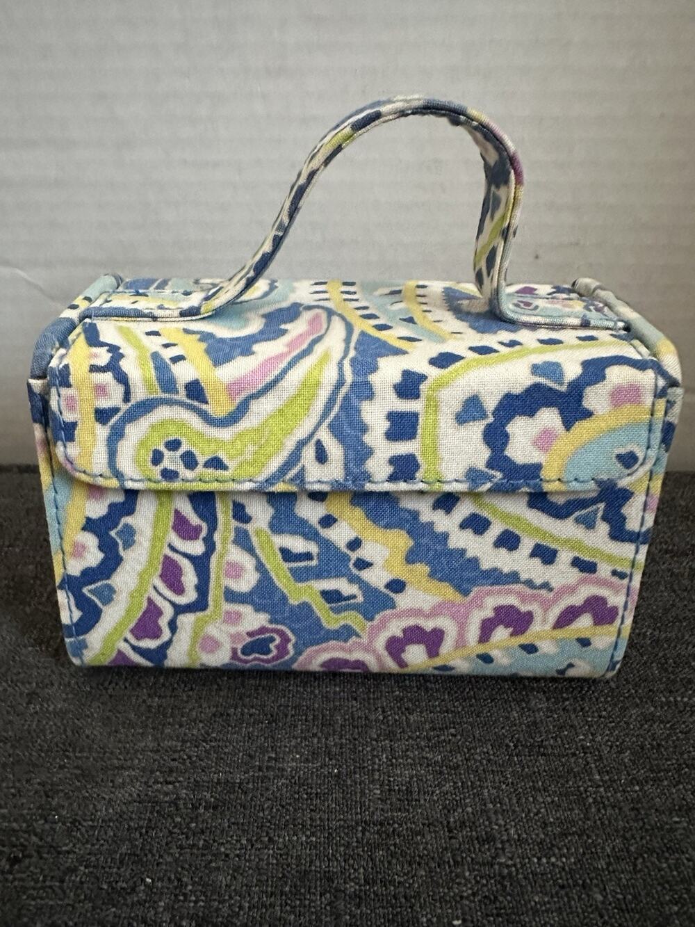 Vera Bradley Mini Travel Jewelry Case Hard Sided Paisley Floral Handle